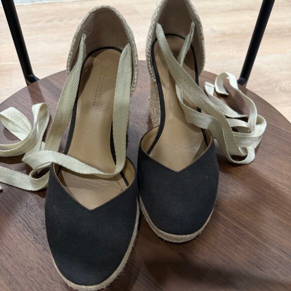 Reformation Camille Black Wedge Espadrilles - Size 5.5 - Picture 2 of 3